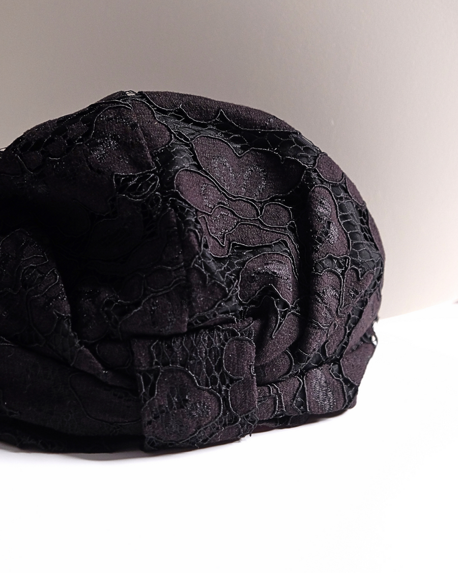 Turban cap BOWIE , lace black
