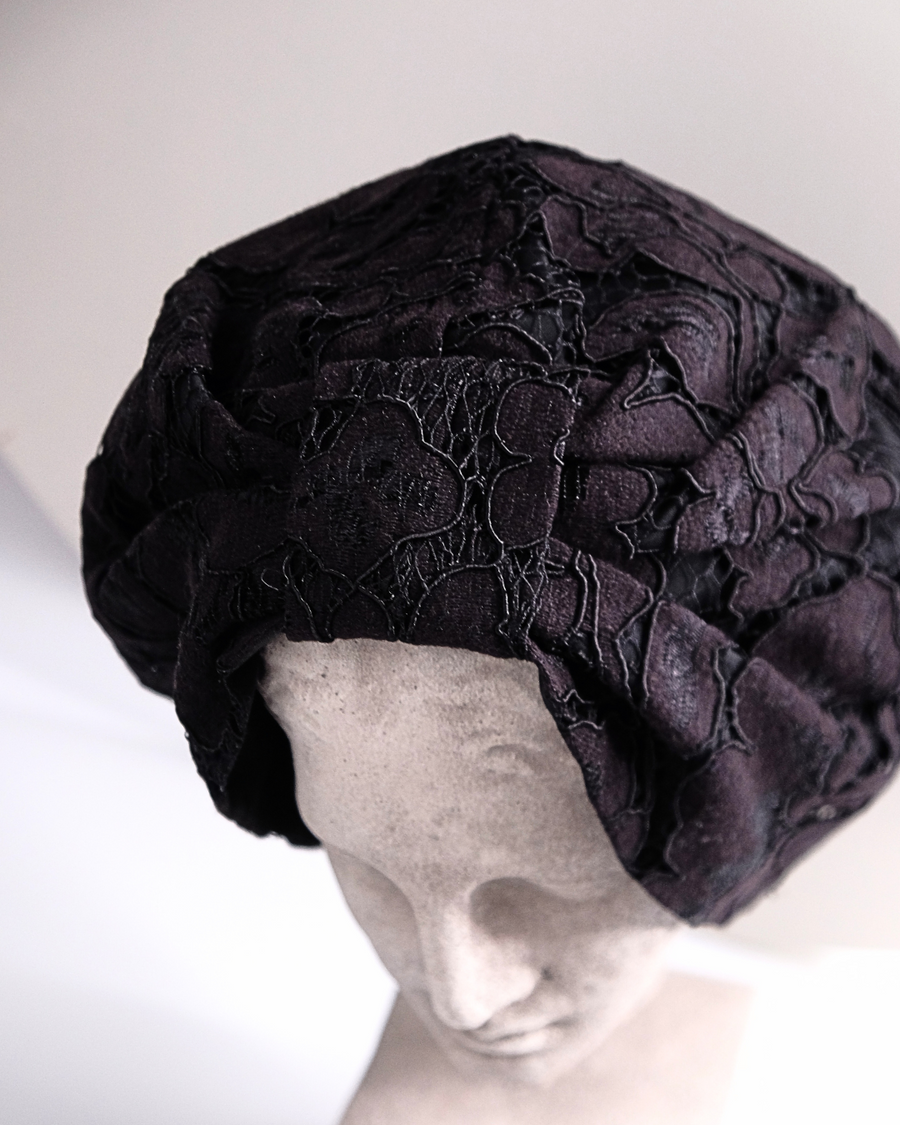 Turban cap BOWIE , lace black
