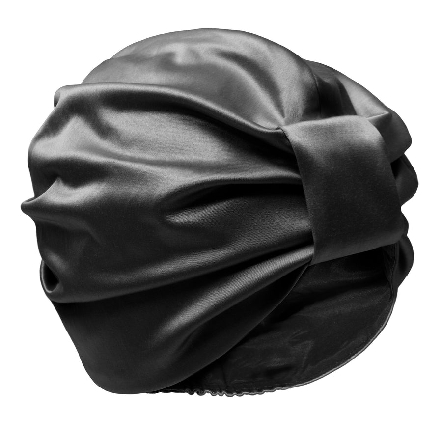 Turban cap BOWIE , satin black