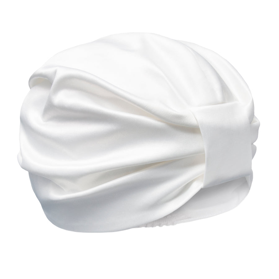 Turban cap BOWIE , satin white