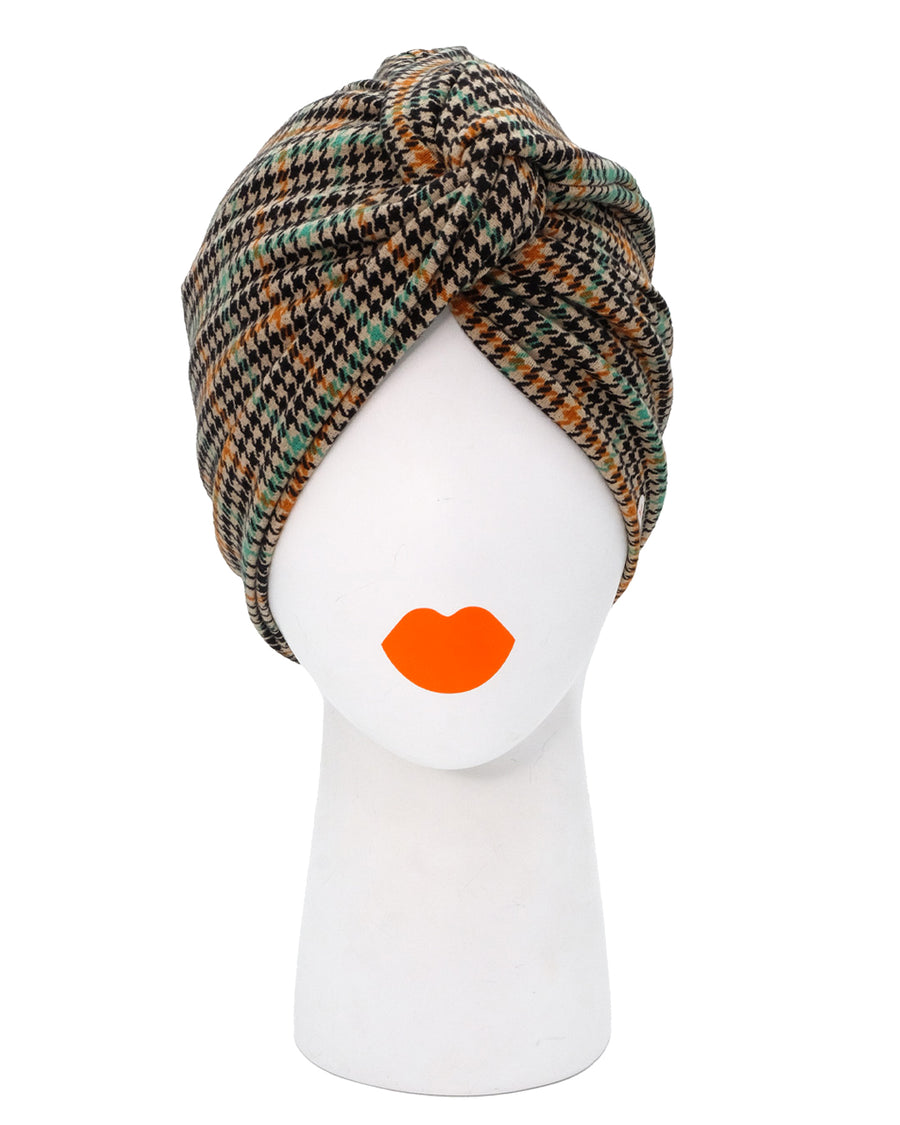Turban hat KNOT , Houndstooth multi