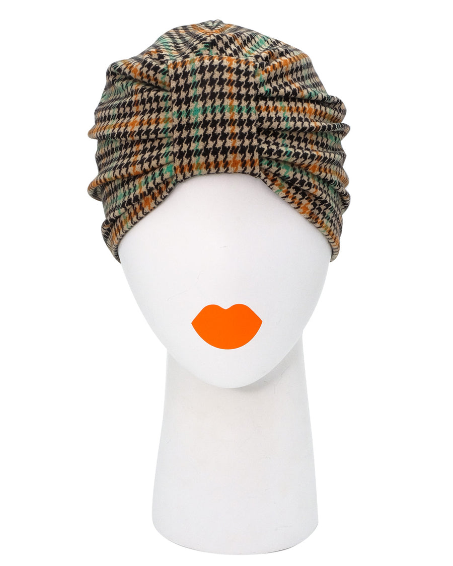 Turban cap BOWIE , Houndstooth multi