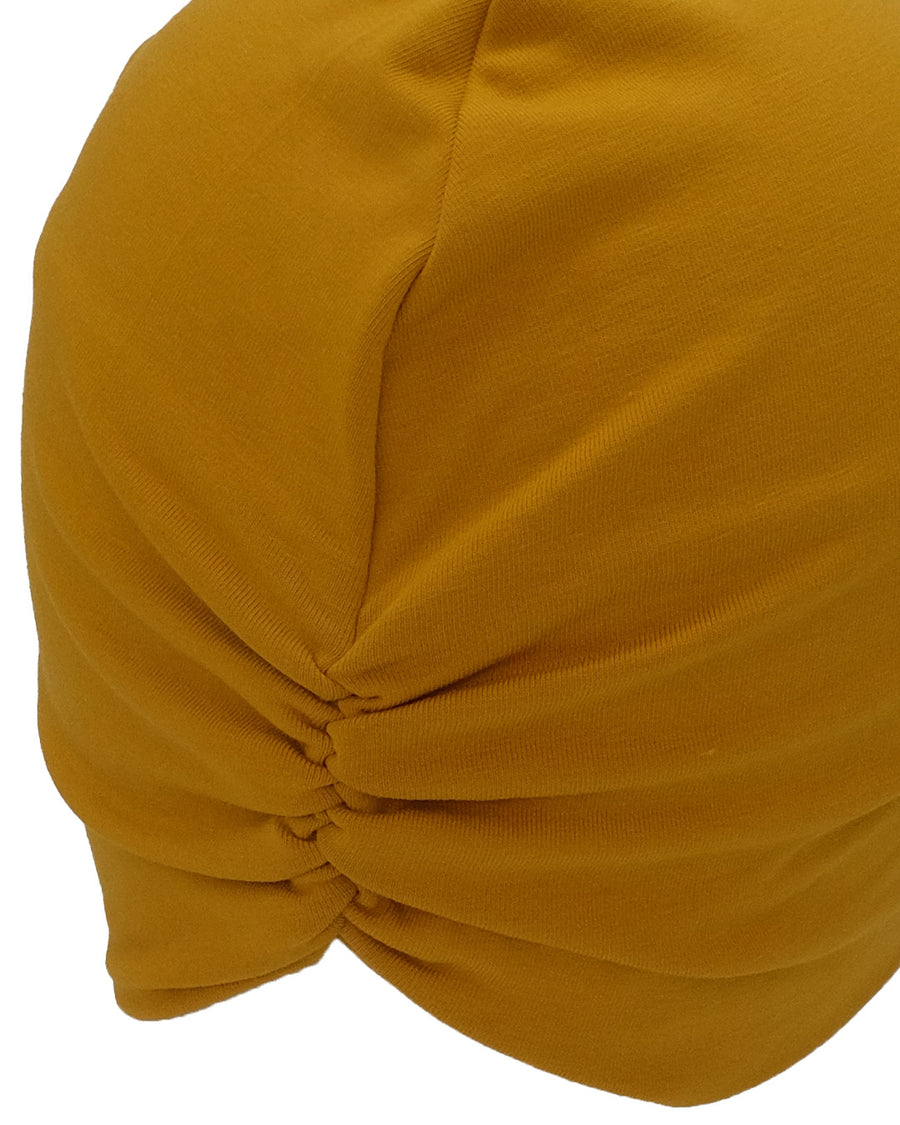 Turban cap ROSIE, jersey mustard yellow